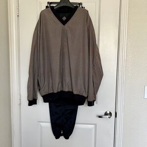 Vintage Golf On Tour Large Brown Black Long Sleeve Pullover Windbreaker & Pants